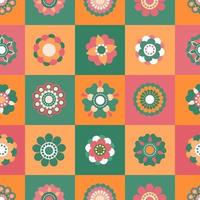Patch quilt block floral ornament pattern vector