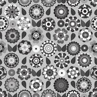 Black and white grayscale blooming flower springtime pattern vector