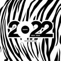 Happy new year 2022 year tiger numbers 2022 on tiger pattern. vector