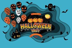 Happy Halloween festive abstract background, Scary air balloons. vector