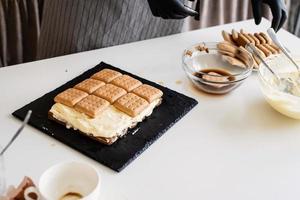 Homemade tiramisu cake traditional Italian dessert