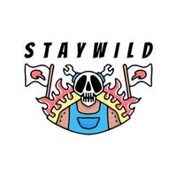 Skeleton stay wild illustration. Vector graphics for t-shirt.