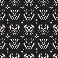 hipster seamless pattern with lion isolated on the black background. vector