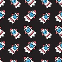 Cat rocket space seamless pattern vector