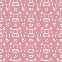 hipster seamless pattern with pig and heart. vector