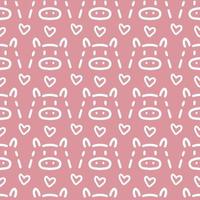 hipster seamless pattern with pig and heart. vector