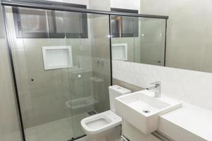 White marble sink with modern overlay basin photo