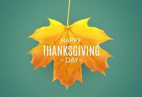 Happy Thanksgiving Day Background with Shiny Autumn Natural Leaves. vector