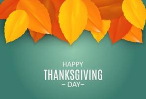 Happy Thanksgiving Day Background with Shiny Autumn Natural Leaves. vector