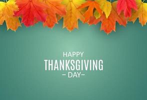 Happy Thanksgiving Day Background with Shiny Autumn Natural Leaves. vector