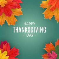 Happy Thanksgiving Day Background with Shiny Autumn Natural Leaves. vector