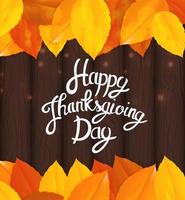 Happy Thanksgiving Day Background with Shiny Autumn Natural Leaves. vector