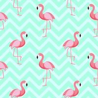 Cute Retro Seamless Flamingo Pattern Background Vector Illustration