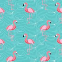 Cute Retro Seamless Flamingo Pattern Background Vector Illustration