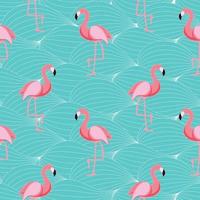 Cute Retro Seamless Flamingo Pattern Background Vector Illustration