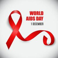 December 1 World AIDS Day Background. Red Ribbon Sign. vector