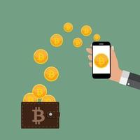 Flat modern design concept of bitcoin cryptocurrency technology, vector
