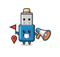 Character cartoon of flash drive usb as a tour guide vector