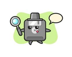 floppy disk cartoon character searching with a magnifying glass vector
