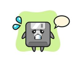 Personaje de mascota de disquete con gesto de miedo vector