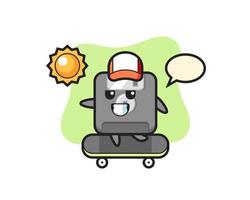 floppy disk character illustration ride a skateboard vector