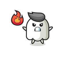 ghost character cartoon with angry gesture vector