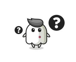 Cartoon Illustration of ghost with the question mark vector