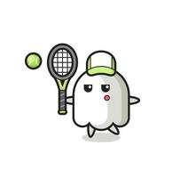 Cartoon character of ghost as a tennis player vector