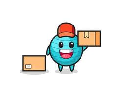 Mascot Illustration of exercise ball as a courier vector