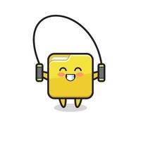 folder character cartoon with skipping rope vector