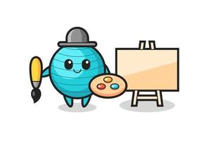 Illustration of exercise ball mascot as a painter vector