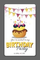 Ilustración de vector de plantilla de tarjeta de invitación de fiesta de cumpleaños