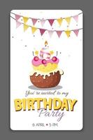 Ilustración de vector de plantilla de tarjeta de invitación de fiesta de cumpleaños