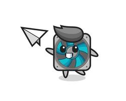 computer fan cartoon character throwing paper airplane vector