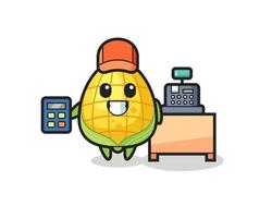 Illustration of corn character as a cashier vector