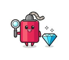 Illustration of dynamite character with a diamond vector