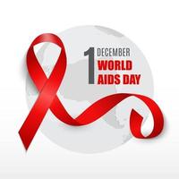 December 1 World AIDS Day Background. Red Ribbon Sign. vector