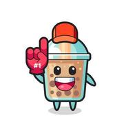 bubble tea illustration cartoon with number 1 fans glove vector