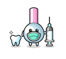 Personaje de mascota de bastoncillo de algodón como dentista. vector