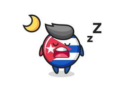 ilustración de personaje de insignia de bandera de cuba durmiendo por la noche vector