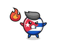 cuba flag badge character cartoon with angry gesture vector