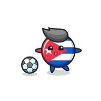 ilustración de dibujos animados de la insignia de la bandera de cuba está jugando al fútbol vector