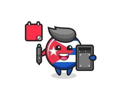 Illustration of cuba flag badge mascot as a graphic designer vector