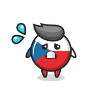 czech flag badge mascot character with afraid gesture vector