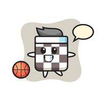 Illustration of chess board cartoon is playing basketball vector