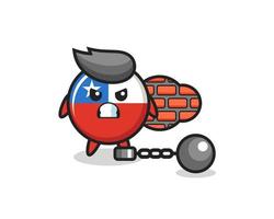 Character mascot of chile flag badge as a prisoner vector