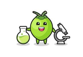 Mascot character of coconut as a scientist vector