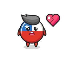 la ilustración de dibujos animados de la insignia de la bandera de chile es corazón roto vector