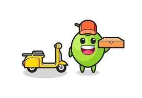 Character Illustration of coconut as a pizza deliveryman vector