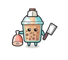 Illustration of bubble tea character as a butcher vector